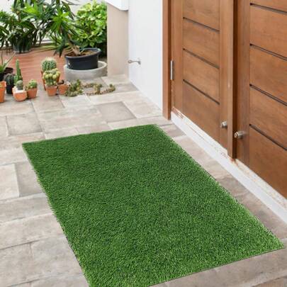 Famibay Outdoor Doormat Artificial Grass Door Mat Dirt Trapper Non Slip Synthetic Grass Astro Turf Door Mat Fake Grass Carpet For Entryway Balcony Patio Garden