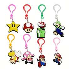 SuperMario 8 Different Keychains, Keychains, Classic Game Elements Brothers PVC Lobster Buckles Car Key Bag Pendant Soft Glue Drop Molding Set 8 - Fashionable Style, Can Be Hand Washed, No Power Supply, Cute Animation Cartoon Mario Car Hanging Decoration, The Perfect For Friends Is A Must-Have For Mario Fans Car Accessories Bag Charm Backpack For School Letter Goth Y2k Halloween Accessories Teachers Day Christmas Gift Ideas - Multicolor - View 11