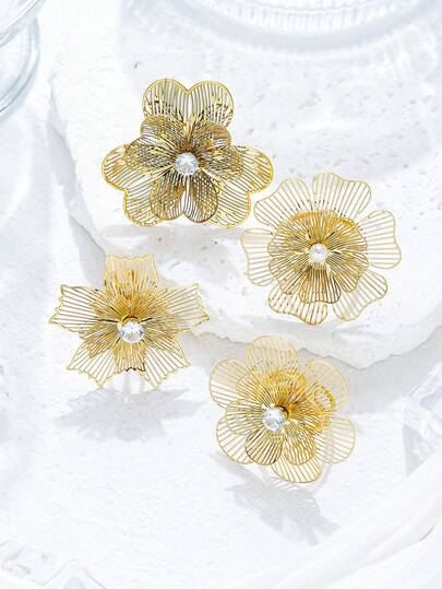 Mazuer 1 pieza Anillo de flor de acero inoxidable con diseño de alta gama, estilo vintage francés chic para el verano, playa, estilo Y2K occidental, regalo, decoración para Ramadán, Acción de Gracias, 4 de julio, fiesta de vacaciones, uso diario, vacaciones