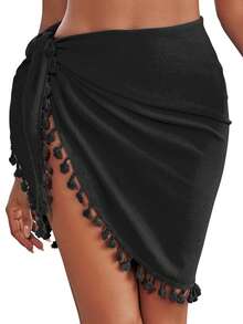Sarong Wraps For Women Swimsuit Coverups Beach Bathing Suit Cover Up Tassels Bikini Short Wrap Skirts For Swimwear For Dress