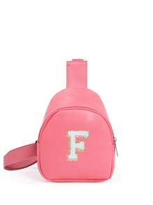 1 pieza Bolso cruzado de hombro con estampado de letras para niñas, bolso de pecho y cintura lindo adecuado para uso diario, exterior, viaje, senderismo, portátil, opción de regalo ideal