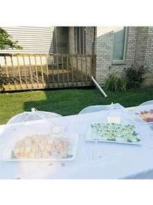 1 pieza Cubierta plegable blanca a prueba de insectos/mosquitos - Carpa de malla lavable desmontable para mesa de vegetales para camping/restaurante - Multicolor - Ver 9