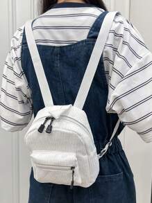 حقيبة ظهر صغيرة جديدة من قماش القطيفة الأحادي اللون ذات طبعة نمر أنيقة، تصميم عصري رياضي متعدد الاستخدامات ملائم للسفر والمدرسة ذو طابع بسيط للسيدات شنطه جامعه شنط جامعات شنطة ظهر للسفر حقيبه جامعه