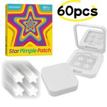 60 parches de hidrocolloid para el acné - suaves, no irritantes, cubren el acné y las imperfecciones - parches de estrellas para el acné, esenciales para el cuidado facial que incluye un espejo y estuche de transporte, consejos de belleza para fiestas, adecuado para todo tipo de pieles