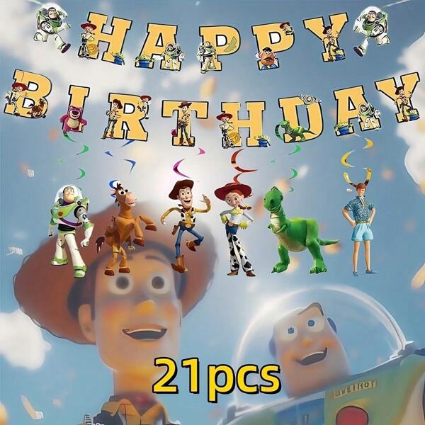 bandai 21pcs Toy Story Themed Party Flag Decoration Banners Suitable For Holiday Parties, Birthdays, Baking Tables, Dessert Themes, Party Banners For Best Friends