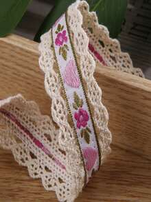 1yard Width Beige Floral Embroidered Lace Trim, DIY Accessories For Apparel, Bows, Headpieces - Multicolor - View 14