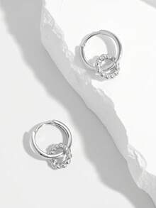 1 par de pendientes elegantes y a la moda de plata de ley 925 con nudo trenzado, adecuados para citas, fiestas y uso diario para mostrar encanto