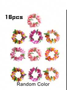1-18 piezas Coronas florales hawaianas, diadema tropical de flores de Luau, tocado de leis, corona floral talla grande gruesa para decoración de fiestas de verano en la playa o piscina, decoración, suministros y favores, fiesta con temática de Hawái