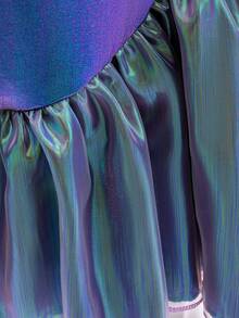 Abito per Cosplay di Festa per Ragazze Giovani, Adatto Per Il Design di Mermaid Hem Con Dettagli A Pannelli e Volant - Viola - Visualizzare 9