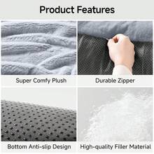 柔软舒适的猫沙发，25 英寸 * 16 英寸 * 13.8 英寸，毛绒宠物床沙发，灰色狗屋，适合成年猫和小型犬，宠物家具