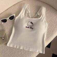 Vestă drăguță la modă de primăvară/vară, pentru purtare de zi cu zi, rochie de petrecere. Poate fi purtată cu o imprimeu drăguț cu Hello Kitty. Este decorațiunea perfectă pentru petrecere. Cadoul perfect de sărbători pentru o prietenă, pentru iubita ta.