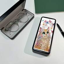 1 件/8 件水晶艺术眼镜盒套件，5D DIY 花卉猫咪红腹灰雀钻石画设计，独特形状水晶人造钻石部分马赛克工艺，钻石画艺术眼镜盒套装，钻石艺术眼镜收纳盒，适合成人，方便的旅行太阳镜收纳盒，送给家人和朋友的时尚艺术礼物 - 彩色 - 查看 9