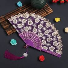 1pc 23cm Chinese Style 7-Inch Linen Folding Fan, Bone & Bamboo Material, Dragon Design, Random Hole Size, Gift/Display/Dance Fan - Folding Fan 1 - View 25
