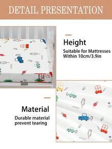 1PC Cute Cartoon Car Print Crib Sheet - Soft Little Driver Bed Cover Best Birthday Gift For Boys & Girls - Multicolor - View 5