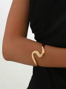 1pc Minimalist Asymmetrical S-Shape Adjustable Arm Cuff, Fashion Personalized Elegant Sexy Arm Jewelry Decor For Women, Suitable For Daily, Banquet, Party