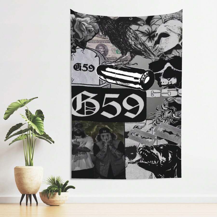 Uicideboy Tapestry Wall Hanging And Desktop Covering, Suitable For Living Room, Bedroom, Dormitory Decoration, Living Room Decoration, Decorative Wall Pieces, Animation Room Decoration - Black - View 1