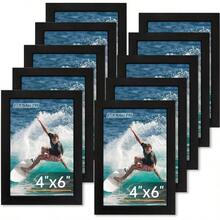 4x6 Picture Frame Set Of 10 4x6 Photo Frames Bulk With HD Plexiglass For Wall Hanging Or Tabletop Display Black - Black - View 1