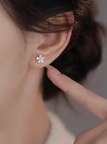 1 Pair Women's Flower & Cherry Blossom Stud Earrings, Fashionable Luxury Elegant Romantic Unique Design, Suitable For Daily Wear, Gathering, Party