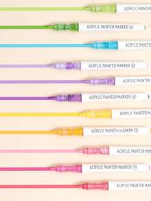 1pc 126/9 Colors Acrylic Marker - Creative Design Watercolor Pen Set With Soft Nib, For Students, Opaque, Mixable, DIY Art Supplies For Back To School Season, Markers For Graffiti On Different Material Surfaces - Multicolor - View 9