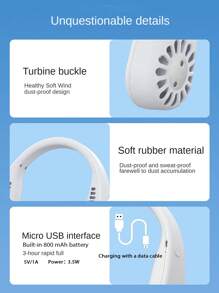 Mini ventilateur de cou, ventilateur à licol en forme d'animal de compagnie mignon, 3e génération de petit ventilateur USB rechargeable avec sortie vortex, 3 vitesses réglables, ventilateur portable pour la maison/le bureau/l'extérieur, cadeau pour les amies/les enfants ; décoration de corne polyvalente DIY