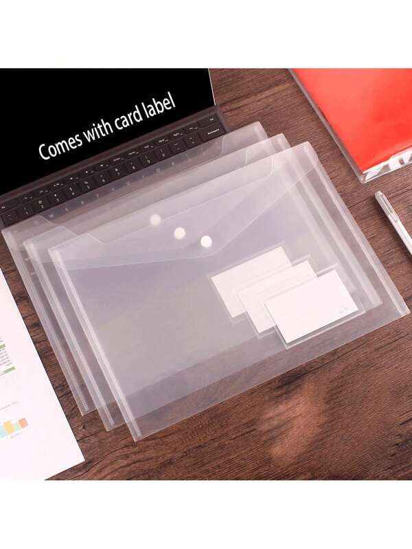 A4 Transparent Buckle File Bag With Label Classification, Plastic, Student Exam Customization, Logo, Paper Storage File Bag,Back To School,School Supplies