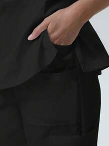 Women's /Healthcare Pants, Comfortable Pants, Solid Color Simple Multi-Pocket Pants