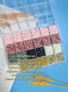 1 Caja de 24/28 piezas de arcilla polimérica simple y de moda, accesorios para hacer joyas DIY para collares, pulseras y diversos artesanías