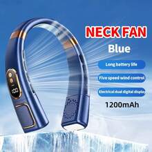 Portable Neck Fan With LED Display, Chargeable Bladeless Personal Fan, 5-Speed Operation, USB Powered Desk Fan, 5th Gen Night Running Fan With Lights