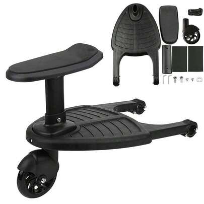 Stroller Step Board Toddler Buggys Wheel Standing Board Skateboard For Pram Kid-Black
