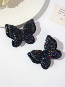 2pcs Girls' Cute & Chic Glittering 3D Butterfly Designed Hair Clips