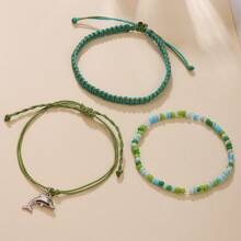 3pcs/Set Dolphin Braided Bracelets, Suitable For Daily Wear