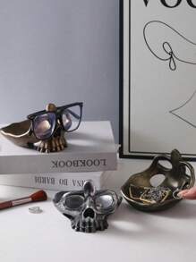 Resin Creative Halloween Skull Craft Home Decoration, Office Desktop Ornament, Glasses Storage Rack Decorative Figurine Best Gifts Birthday