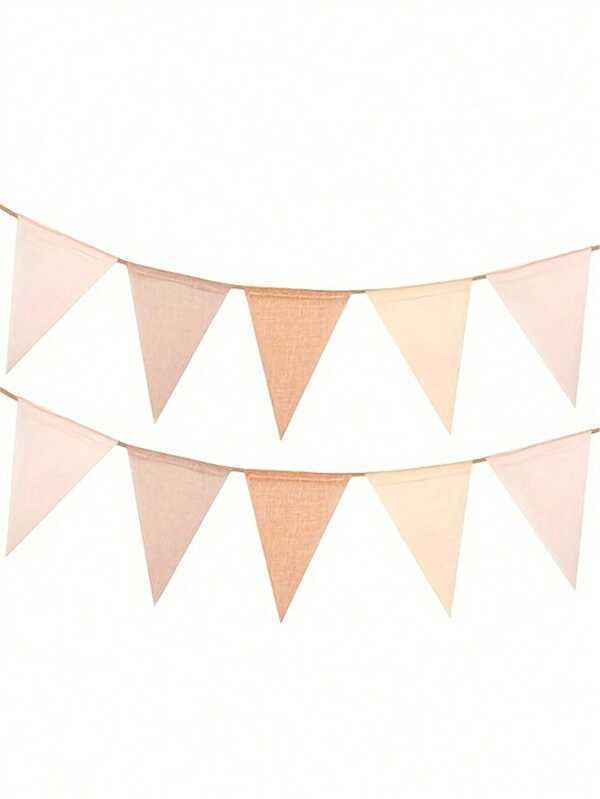 12pcs/4m Colorful Linen Triangular Flags For Wedding, Birthday Party, Decoration, Events, Theme Party, Yard And Home Decor