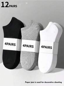 30 Pares/20 Pares/12 Pares/10 Pares/1 Par Meias Sólidas Versáteis Preto, Branco e Cinza Unissex, Design Minimalista e Simples para Uso Diário