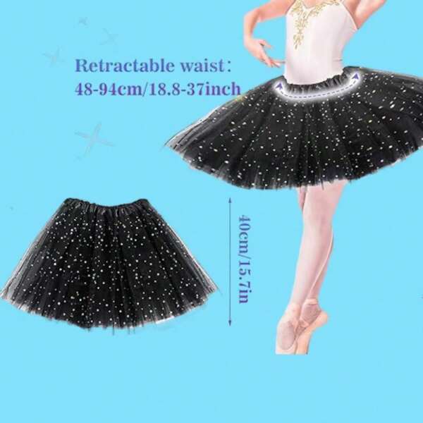 1pc Women, Teens & Adults Classic Elastic 3-Layer Tulle Puff Skirt, Performance, Dancing, Multilayer Mesh Mini Skirt