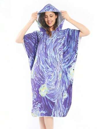 1 Piece Quick Dry Surf Poncho Changing Towel Robe Hoodie For Adults Wearable Beach Towel Microfiber Swimming Beach Surfing Diving Home Hot Springs Bathing