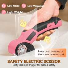 Cordless Electric Scissors, USB Rechargeable Lithium Battery, With Safety Lock, Ergonomic Non-Slip Handle, High-Speed Operation At 10,000 RPM, Electric Paper Cutter Suitable For Cutting Clothes, Cardboard, Leather And Fabric, Great Gift For Birthday And Valentine's Day - Multicolor - View 3