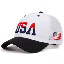 1pc Men's Fashionable Flag Of The United States Embroidery Hip Hop Cap, Fashionable Outdoor Adjustable Sun Protection Unisex Baseball Cap Snapback Hat For Spring And Autumn Travel, Beach Party Halloween