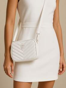 Women's Crossbody Bag With Adjustable Strap - White - View 1