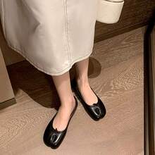 Pig's Hoof Split Toe Shoes Women's Pig's Hoof Shoes Lazy One-Step Flat Shallow Mouth Single Shoes - Black - View 3