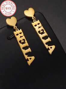 925 Silver Customized Name Earrings, Personalized, Fashionable, Simple And Versatile. Best Choice For Daily Wear Vacation, Holiday, Birthday, Christmas, Mother's Day, Wedding Anniversary