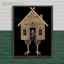 Baba Yaga Witch House Abstract Vintage Wall Art Canvas Painting Slavic Forest Witchcraft Cabin Art Poster Gift Optional Frame - Nhiều màu - Xem 29