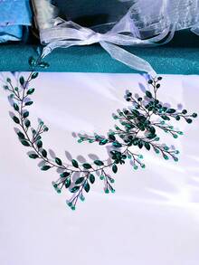 1件新娘水晶头饰，简约奢华婚礼头饰，适合生日派对、晚宴聚会 HP65 情人节配饰 - 綠色 - 查看 8