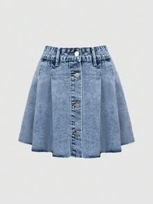 Gonna di jeans casual a balze e a strati per donne, lavabile in lavatrice, gonna corta estiva con chiusura a bottoni, vestibilità regular, tessuto non elastico effetto texture, adatta per casual, concerti, ritorno a scuola, stile cowgirl, gonne di jeans per donne, cowgirl, country, jeans, gonne carine, estate, stile Y2K anni 2000, vacanza - Blu - Visualizzare 8