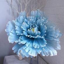3pcs Large Artificial Peony Flowers, 40cm/15.75in, Plastic Faux Floral Decor For Reunion, Living Room, Spring Season, Christmas, Thanksgiving - Tabletop Home Decor Without Container