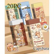 20 piezas Borrador de Capibara de estilo aleatorio, borrador de lápiz lindo y largo, borrador de dibujo animado sin restos, volumen pequeño y portátil, regalo creativo para estudiantes, temporada de regreso a clases, temporada de graduación (color y estilo aleatorio)