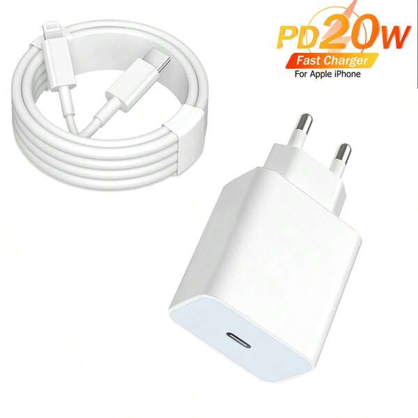 20W Fast Charging Kit, USB-C Power Adapter & 6.6ft/200cm USB-C To Lightning Fast Charging Cable, Compatible With IPhone 14 13 12 11 Pro Max XR XS X, IPad