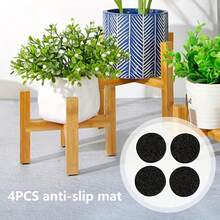 1pc Rustic Wooden Plant Stand With Bamboo Tray, Multi-Purpose Succulent & Flower Pot Holder, Painted Finish, No Assembly Required, Garden & Lawn Decor