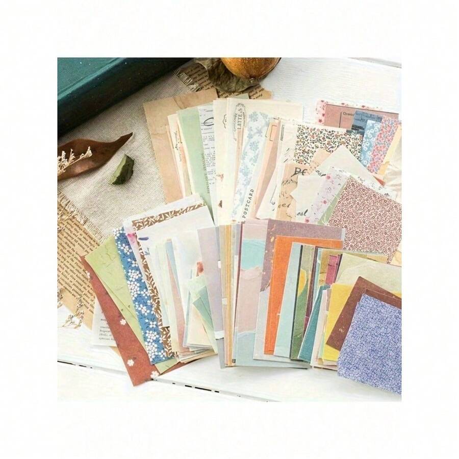 60-Piece Vintage Floral Scrapbook Paper Set - Soft-Toned Aesthetic Decorative Craft Products, Bullet Diaries And Creative Stickers For DIY Projects - trắng - Xem 1