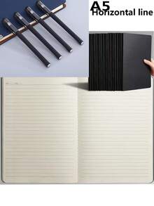 5pcs Notebook Set With 3pcs Pens, 36 Sheets/72 Pages Thick Kraft Paper A5 Line Notebook, Student Exercise Book, Learning Practice Notebook, Notebook Pen Set - Multicolor - View 9